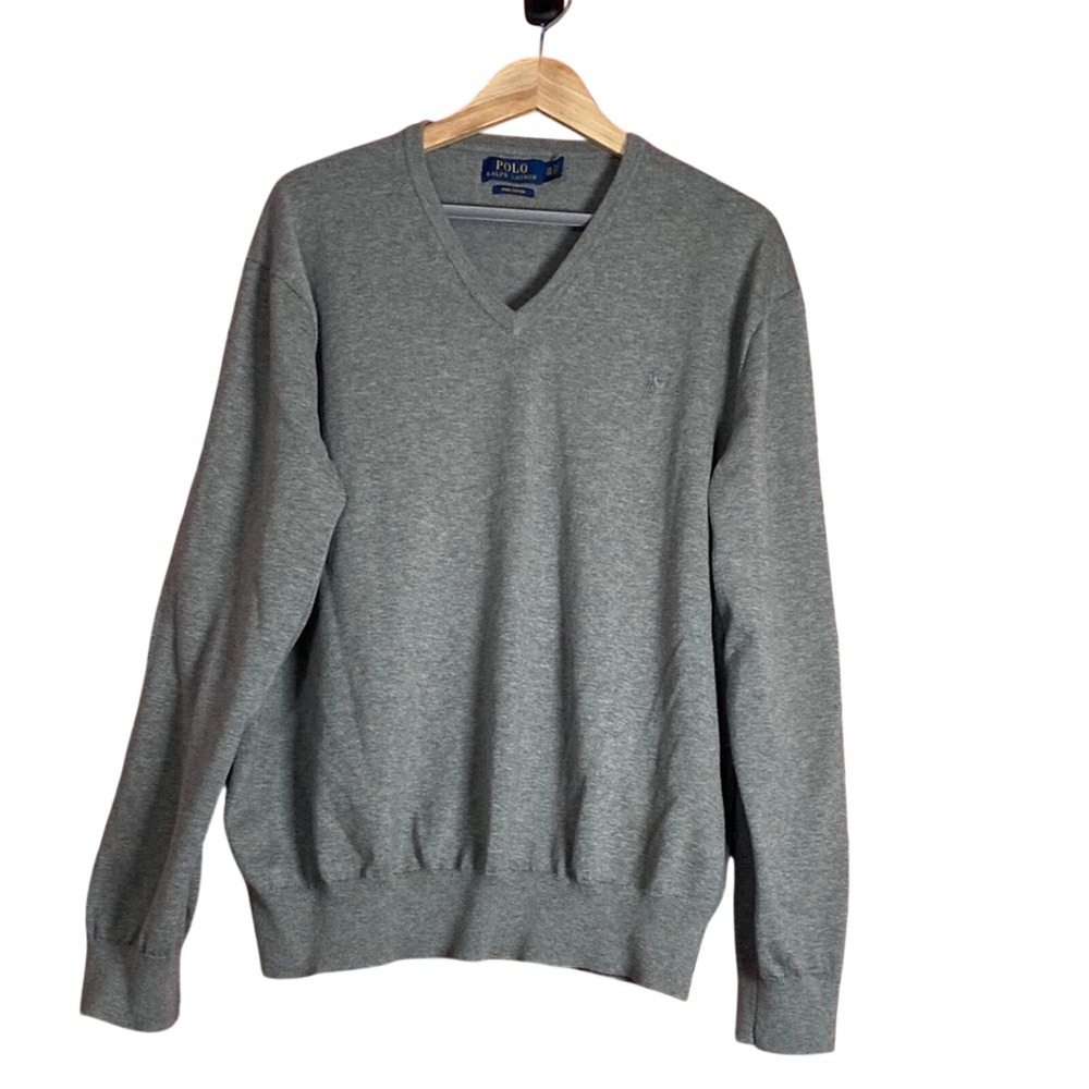 Polo Ralph Lauren Men's Sweater Shirt Knit Pima Cotton V-Neck Pullover XXL‎